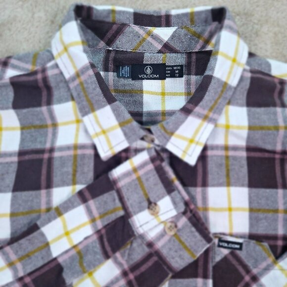 NWT Volcom Plaid To Meet U Long Sleeve Shirt $65 Button-Down Outdoor Women's M - Picture 1 of 12